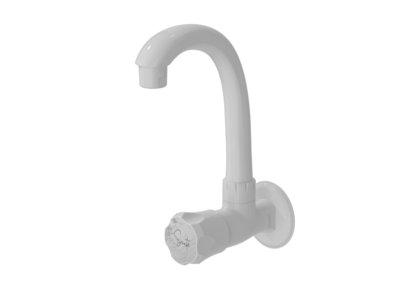 Wall Mounted Mini-Swan Neck - Calcutta White